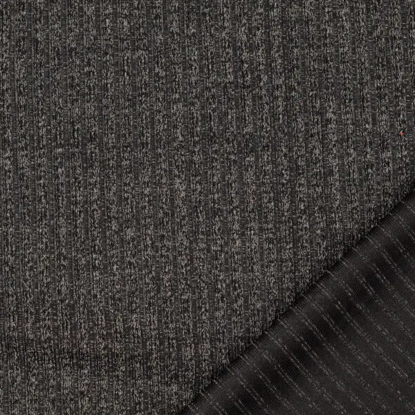 Knitted melange rib jersey black - Afbeelding 3