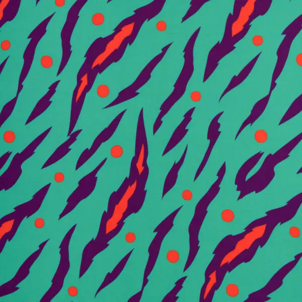 Viscose Tigerstripes orange/ purple/ aqua - Afbeelding 4