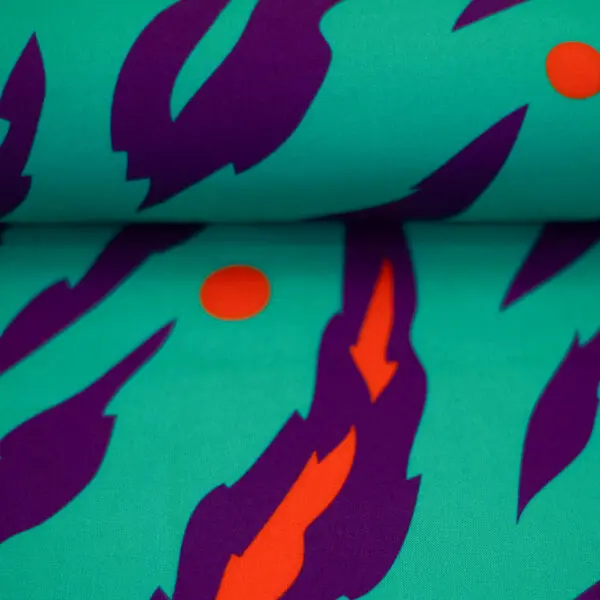 Viscose Tigerstripes orange/ purple/ aqua - Afbeelding 5