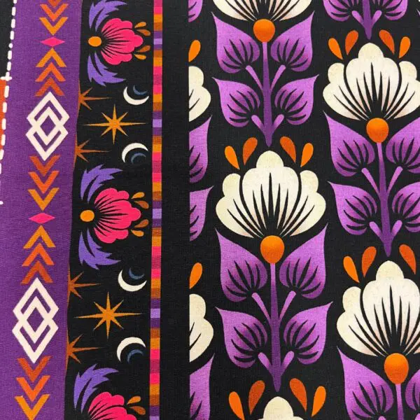 Bio French Terry Alb stoffe Midnight wild flower black/purple - Afbeelding 4