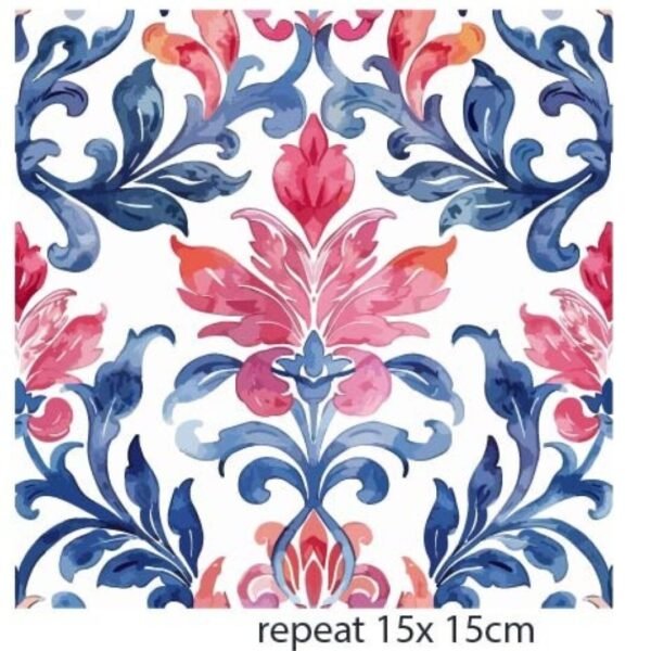 Katoen-tricot French Lily blue/pink - Afbeelding 2