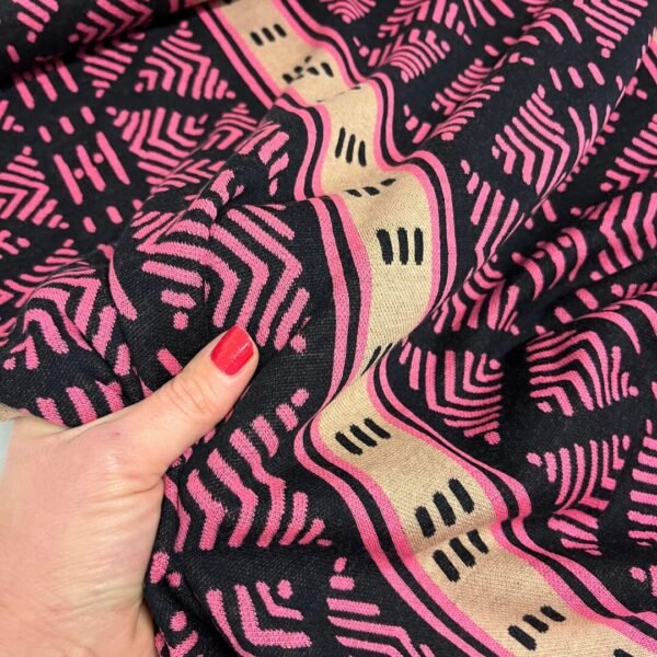 Jacquard Alb Stoffe Whisper wolmix black/pink - Afbeelding 3