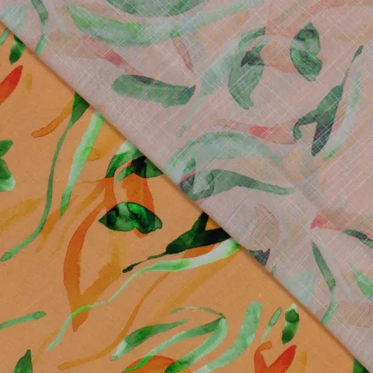 Viscose leaves linnenlook peach - Afbeelding 3