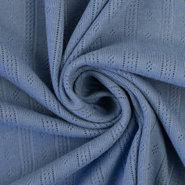 Ajours katoen-tricot blue/grey - Afbeelding 2
