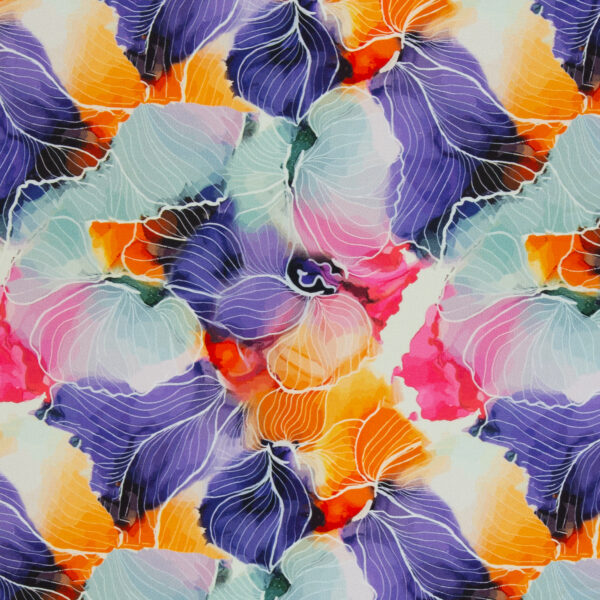 Viscose-tricot colorfull flowers - Afbeelding 2