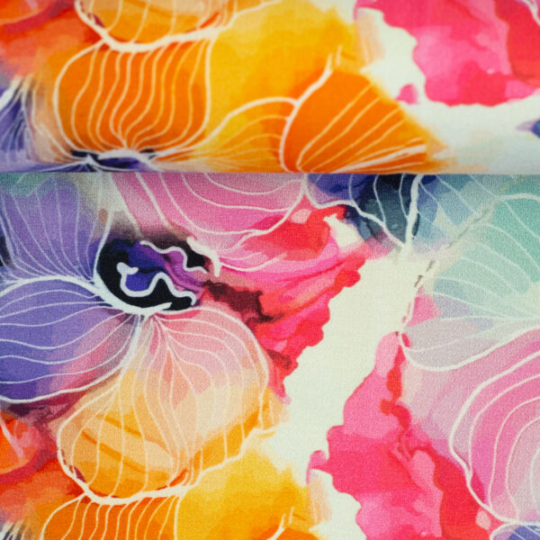 Viscose-tricot colorfull flowers