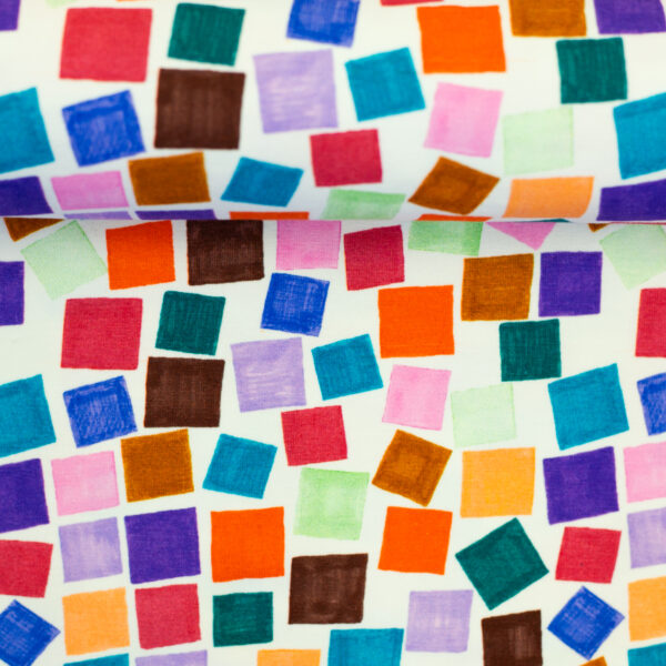 coupon ca 125 x 155 breed Katoen-tricot colorfull blocks