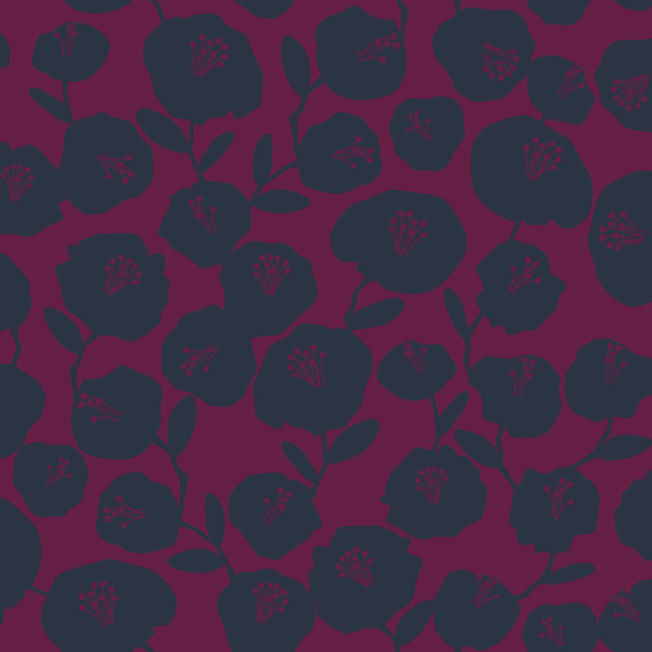 Cotton poplin flowers bordeaux - Afbeelding 2