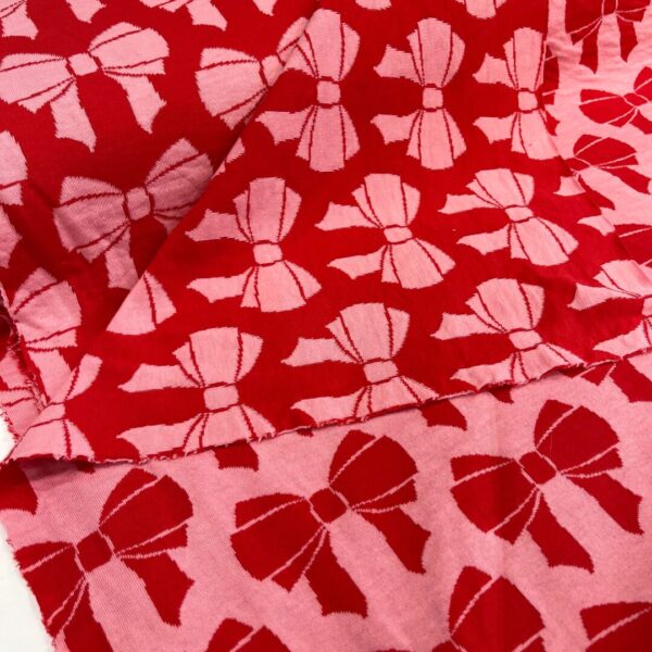 Bio jacquard Alb Stoffe, Beetles & bugs, Bow double face, pink/red - Afbeelding 2