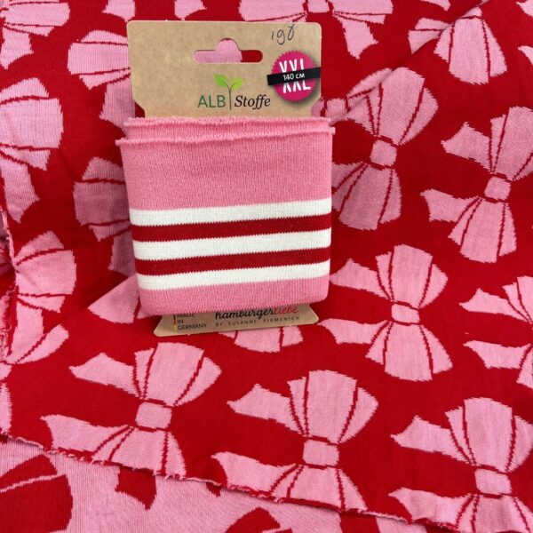 Bio jacquard Alb Stoffe, Beetles & bugs, Bow double face, pink/red - Afbeelding 4