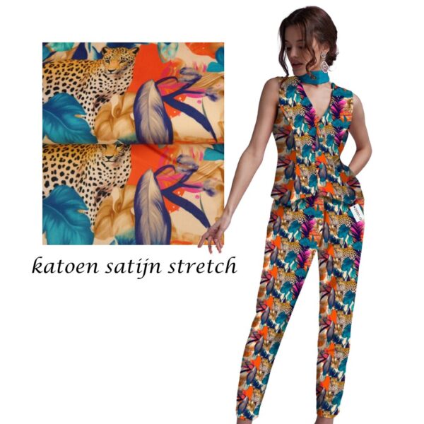 Cotton Satin stretch Elegant Leopard - Afbeelding 2