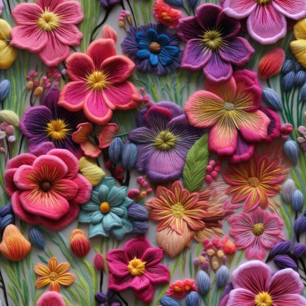 French Terry 3D flowers - Afbeelding 2