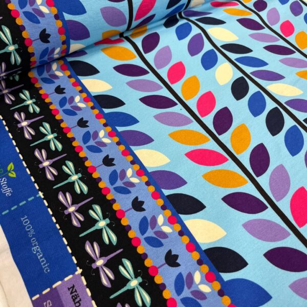 Bio French Terry Alb Stoffe, Beetles & bugs, Moonflower Blue - Afbeelding 2