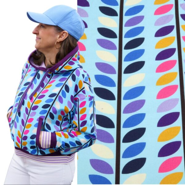 Bio French Terry Alb Stoffe, Beetles & bugs, Moonflower Blue