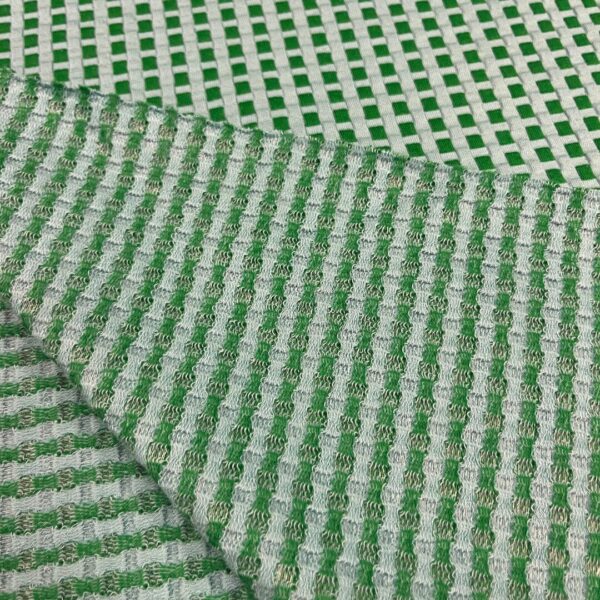 Bio Jacquard Alb Stoffe Picknick - waffles knit green/mint - Afbeelding 3