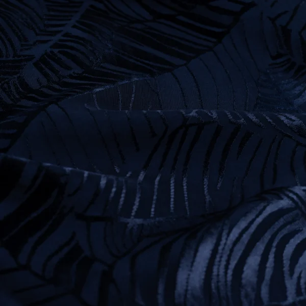Woven jacquard Leaves navy - Afbeelding 3