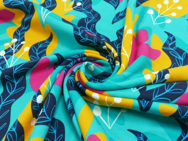 French Terry colorfull leaves - Afbeelding 3