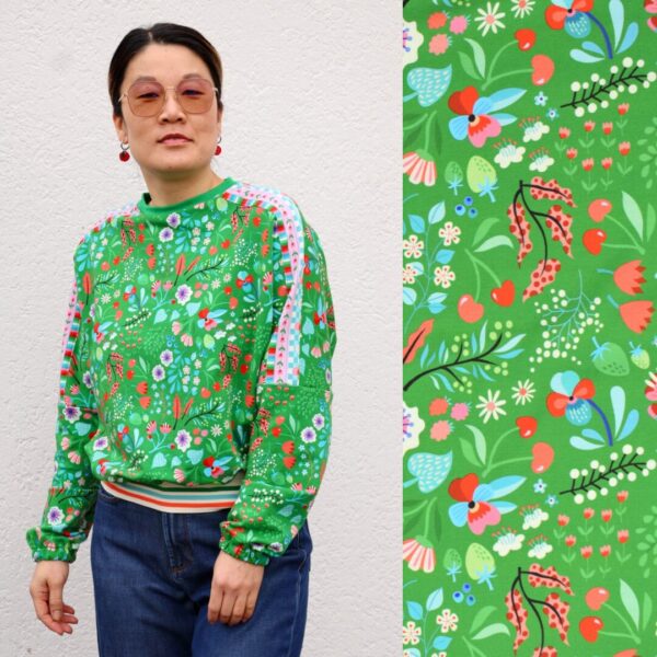 Bio katoen-tricot, ALB stoffe, picknick, In the park green