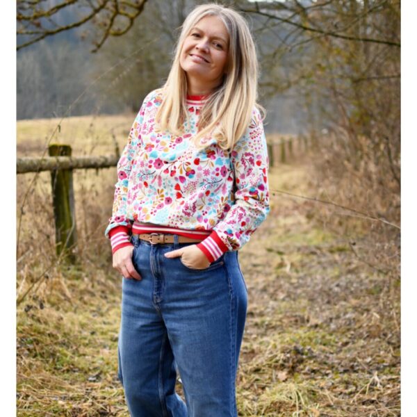 Bio katoen-tricot, ALB stoffe, picknick, In the park vanilla - Afbeelding 2