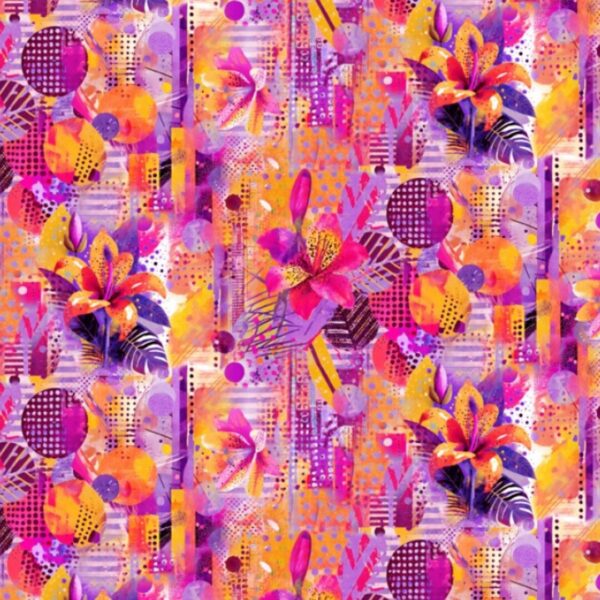 Katoen-tricot Beautiful Mess Lilac - Afbeelding 2