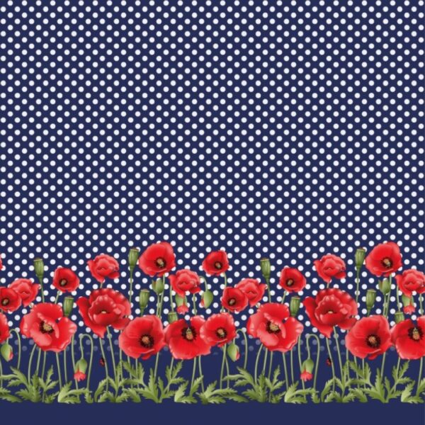 Katoen-tricot paneel flowerfield blue - Afbeelding 2