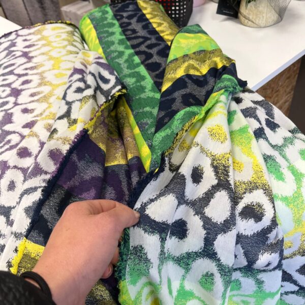 Woven jacquard Leopard green - Afbeelding 3