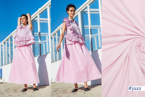 Katoen poplin stone washed Rose