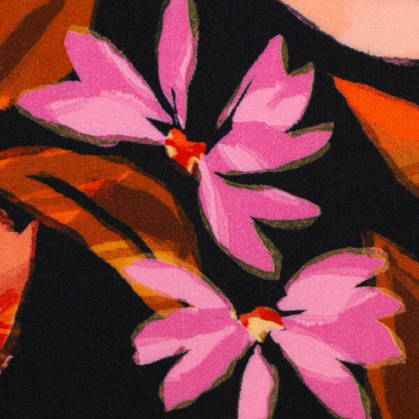 Woven viscose big flowers black - Afbeelding 3