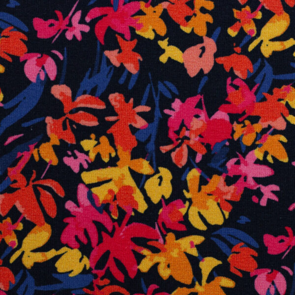 Katoen-tricot flowers blue - Afbeelding 3
