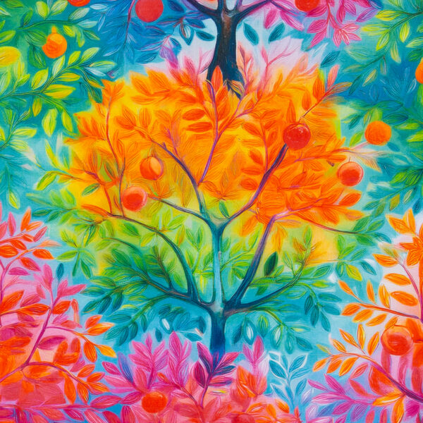 Canvas fabulous rainbow trees