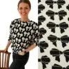 Bio jacquard Alb Stoffe, Beetles & bugs, Bow double face, black/vanilla