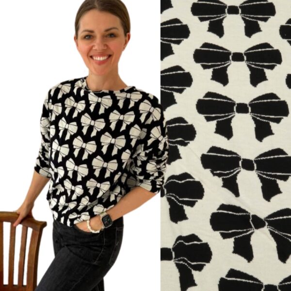 Bio jacquard Alb Stoffe, Beetles & bugs, Bow double face, black/vanilla
