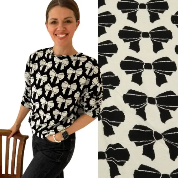 Bio jacquard Alb Stoffe, Beetles & bugs, Bow double face, black/vanilla