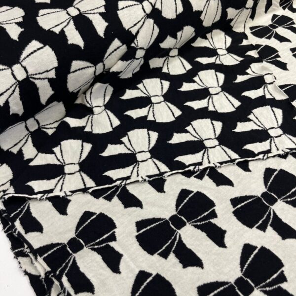 Bio jacquard Alb Stoffe, Beetles & bugs, Bow double face, black/vanilla - Afbeelding 2