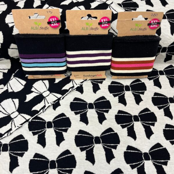 Bio jacquard Alb Stoffe, Beetles & bugs, Bow double face, black/vanilla - Afbeelding 4