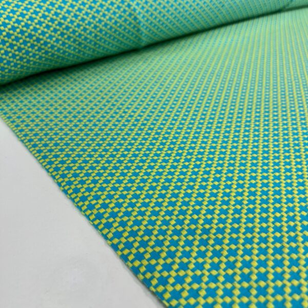 Bio Jacquard Alb Stoffe, Choose your vibe, Moody knit, yellow/blue