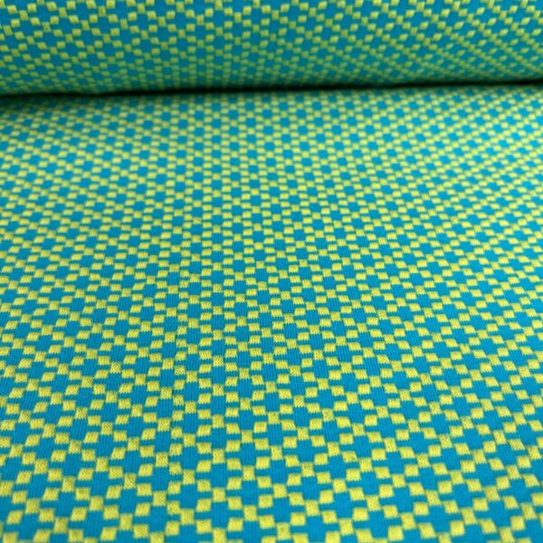 Bio Jacquard Alb Stoffe, Choose your vibe, Moody knit, yellow/blue - Afbeelding 3