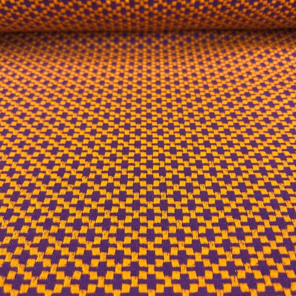 Bio Jacquard Alb Stoffe, Choose your vibe, Moody knit, orange /purple - Afbeelding 2
