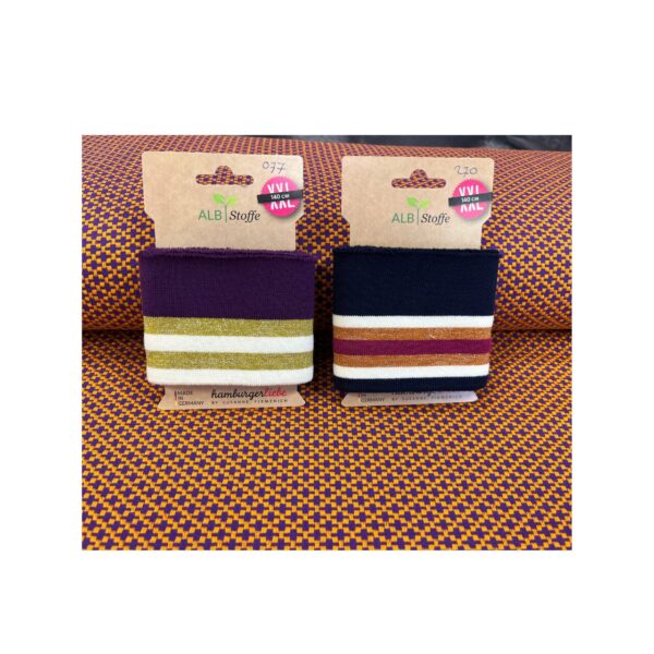Bio Jacquard Alb Stoffe, Choose your vibe, Moody knit, orange /purple - Afbeelding 3