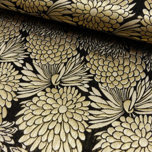 Woven Jacquard shiny flowers yellow