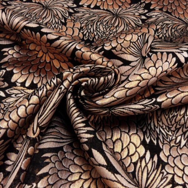 Woven Jacquard shiny flowers orange - Afbeelding 3