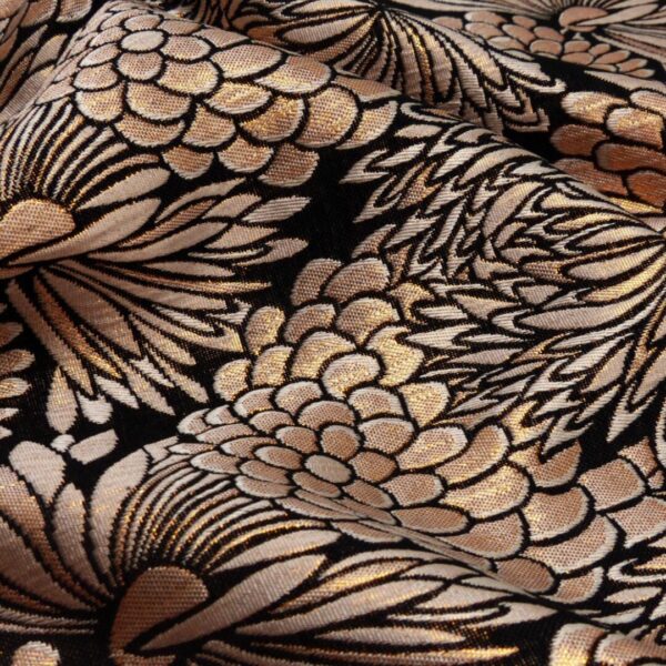 Woven Jacquard shiny flowers orange - Afbeelding 2