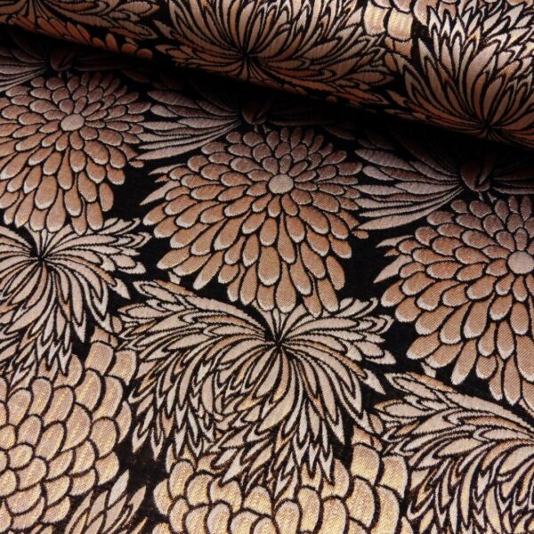 Woven Jacquard shiny flowers orange