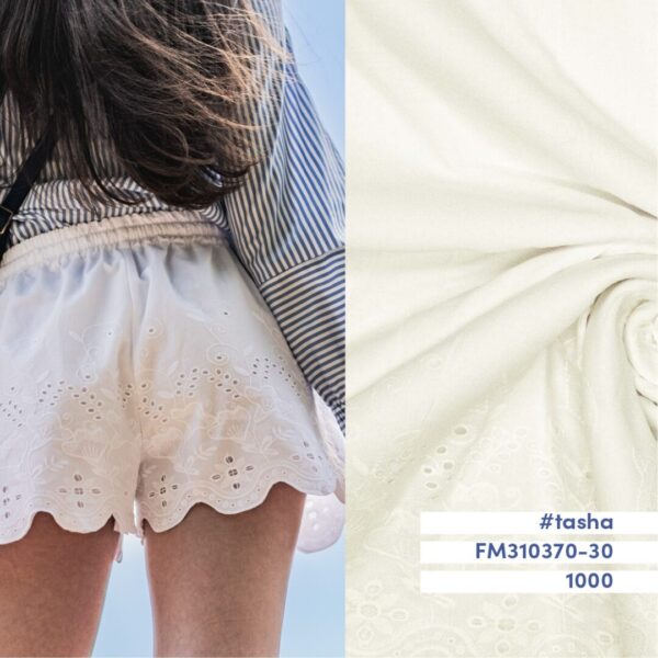Woven cotton embroidery white