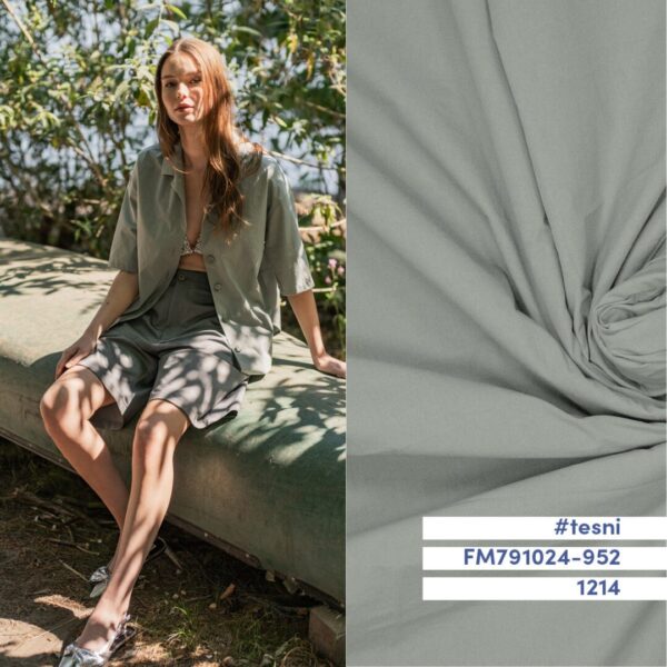 Cotton poplin stone washed grey