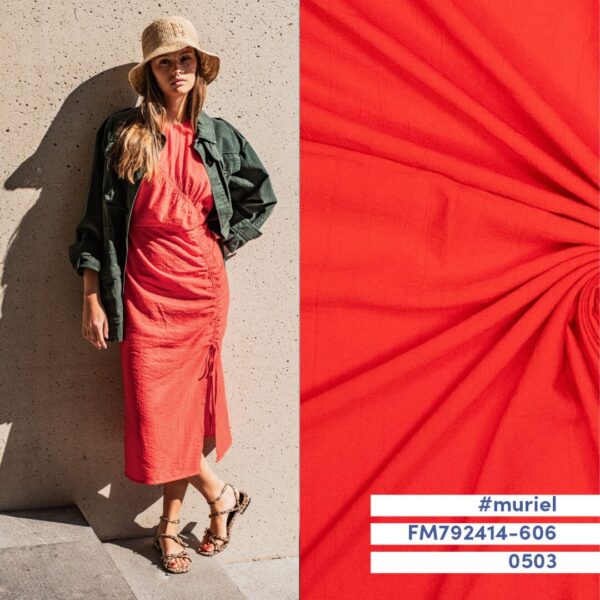 Woven viscose warp crinkle summer red