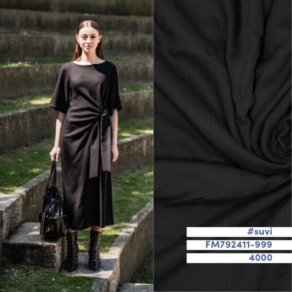 Woven viscose crepe black