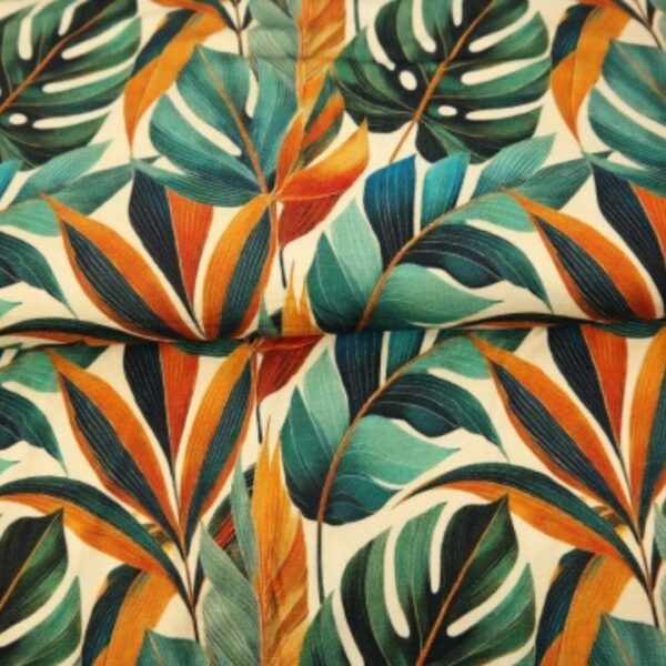 Viscose-tricot  leaves brique