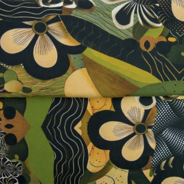 Katoen-tricot Funky Florals-green