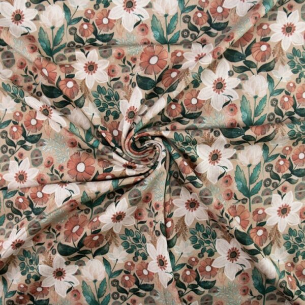 Katoen-tricot Day & Night Garden-brown